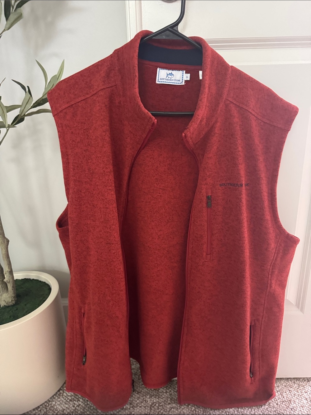 Southern Tide Men's Brick Red Fleece Vest